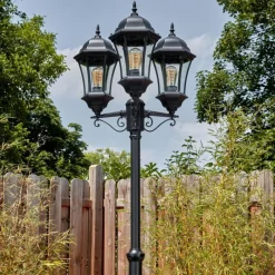 Luminaires Rustiques-hofstein Etoe Luminaire extérieur, Réverbère, Eclairage de chemin Noir, 3 lumières