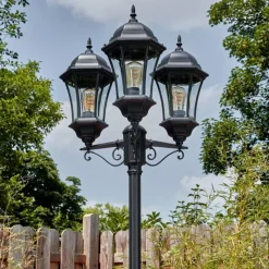 Luminaires Rustiques-hofstein Etoe Luminaire extérieur, Réverbère, Eclairage de chemin Noir, 3 lumières