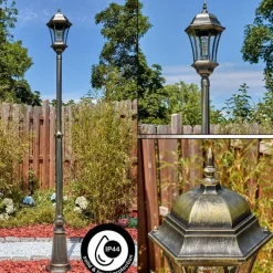 Luminaires Rustiques-hofstein Etoe Luminaire extérieur, Réverbère, Eclairage de chemin Or, Noir, 1 lumière