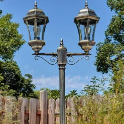 Luminaires Rustiques-hofstein Etoe Luminaire extérieur, Réverbère, Eclairage de chemin Or, Noir, 2 lumières