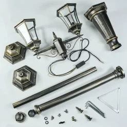 Luminaires Rustiques-hofstein Etoe Luminaire extérieur, Réverbère, Eclairage de chemin Or, Noir, 2 lumières