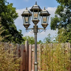 Luminaires Rustiques-hofstein Etoe Luminaire extérieur, Réverbère, Eclairage de chemin Or, Noir, 3 lumières