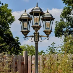 Luminaires Rustiques-hofstein Etoe Luminaire extérieur, Réverbère, Eclairage de chemin Or, Noir, 3 lumières