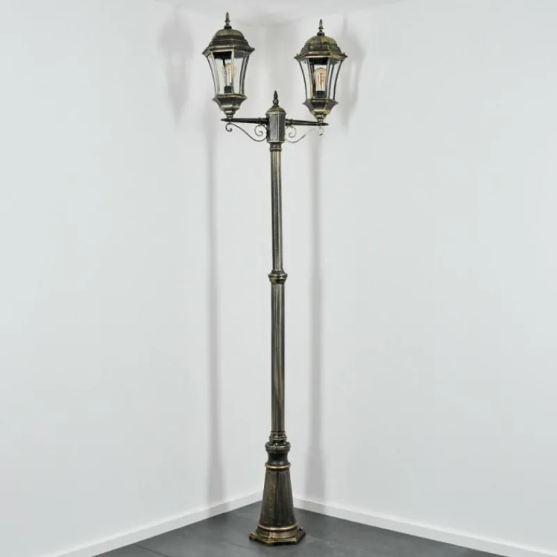 Lampes Dorées-hofstein Etoe Réverbère, Eclairage de chemin Or, Noir, 2 lumières