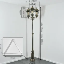 Lampes Dorées-hofstein Etoe Réverbère, Eclairage de chemin Or, Noir, 3 lumières