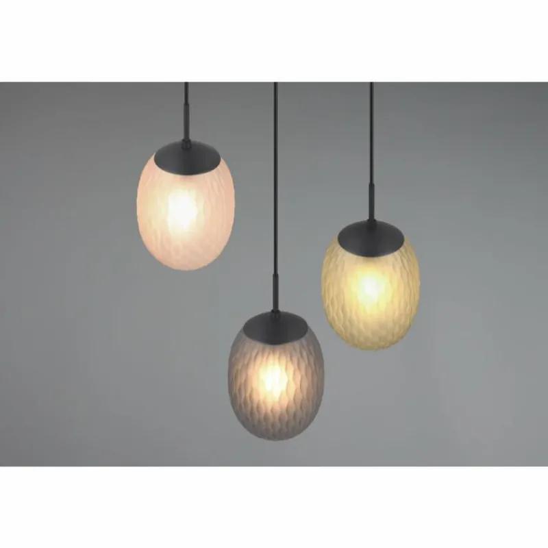 Luminaires Trio Facette Suspension Noir, 3 lumières