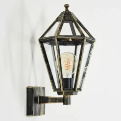 Luminaires Rustiques-hofstein Falfosa Lampe murale d´extérieur Or, Noir, 1 lumière