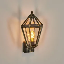 Luminaires Rustiques-hofstein Falfosa Lampe murale d´extérieur Or, Noir, 1 lumière