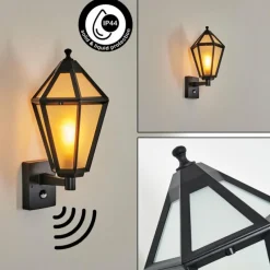 Luminaires Rustiques-hofstein Falfosa Lampe murale d´extérieur Noir, 1 lumière, Détecteur de mouvement