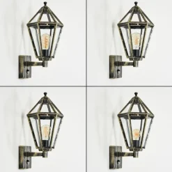 Luminaires Rustiques-hofstein Falfosa Lampe murale d´extérieur Or, Noir, 1 lumière, Détecteur de mouvement