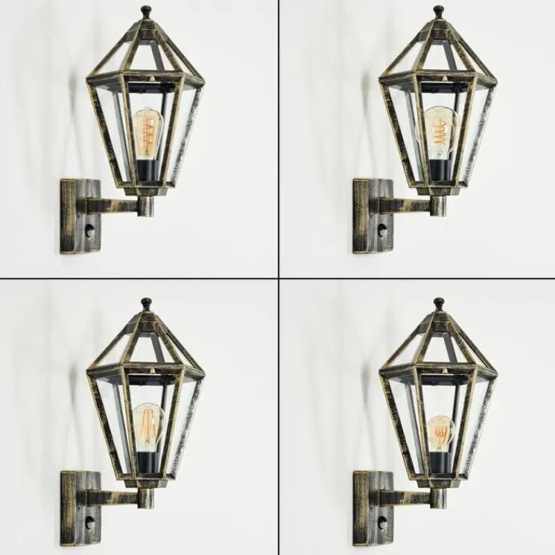 Luminaires Rustiques-hofstein Falfosa Lampe murale d´extérieur Or, Noir, 1 lumière, Détecteur de mouvement