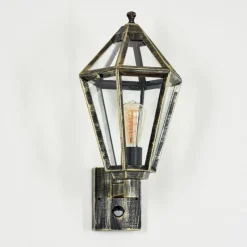 Luminaires Rustiques-hofstein Falfosa Lampe murale d´extérieur Or, Noir, 1 lumière, Détecteur de mouvement