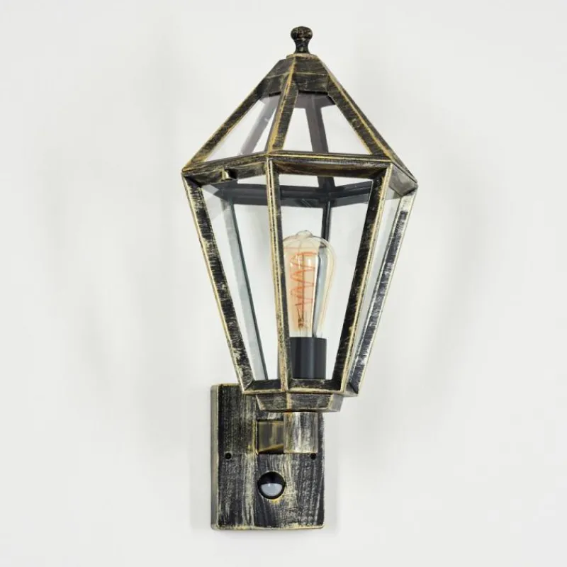 Luminaires Rustiques-hofstein Falfosa Lampe murale d´extérieur Or, Noir, 1 lumière, Détecteur de mouvement