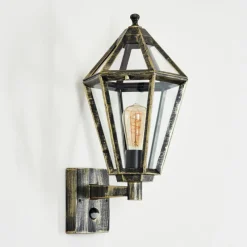 Luminaires Rustiques-hofstein Falfosa Lampe murale d´extérieur Or, Noir, 1 lumière, Détecteur de mouvement