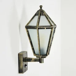 Luminaires Rustiques-hofstein Falfosa Lampe murale d´extérieur Or, Noir, 1 lumière, Détecteur de mouvement