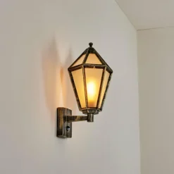 Luminaires Rustiques-hofstein Falfosa Lampe murale d´extérieur Or, Noir, 1 lumière, Détecteur de mouvement