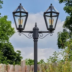 Luminaires Rustiques-hofstein Falfosa Luminaire extérieur, Réverbère, Eclairage de chemin Noir, 2 lumières