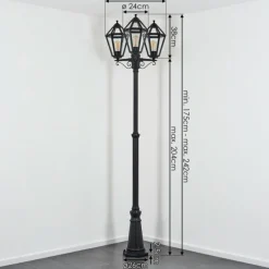 Luminaires Rustiques-hofstein Falfosa Luminaire extérieur, Réverbère, Eclairage de chemin Noir, 3 lumières