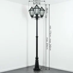 Luminaires Rustiques-hofstein Falfosa Luminaire extérieur, Réverbère, Eclairage de chemin Noir, 3 lumières