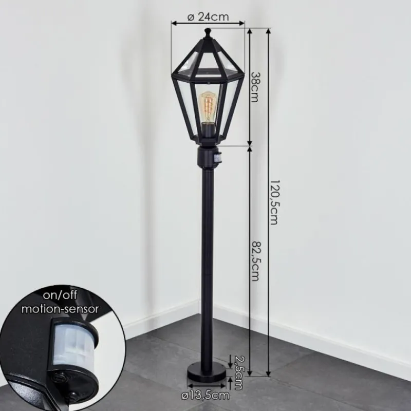 Luminaires Rustiques-hofstein Falfosa Luminaire extérieur, Eclairage de chemin Noir, 1 lumière, Détecteur de mouvement