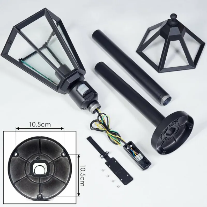 Luminaires Rustiques-hofstein Falfosa Luminaire extérieur, Eclairage de chemin Noir, 1 lumière, Détecteur de mouvement