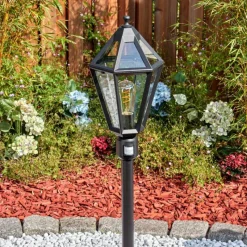 Luminaires Rustiques-hofstein Falfosa Luminaire extérieur, Eclairage de chemin Noir, 1 lumière, Détecteur de mouvement