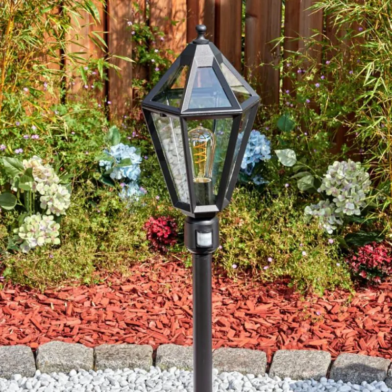 Luminaires Rustiques-hofstein Falfosa Luminaire extérieur, Eclairage de chemin Noir, 1 lumière, Détecteur de mouvement