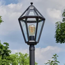 Luminaires Rustiques-hofstein Falfosa Luminaire extérieur, Réverbère, Eclairage de chemin Noir, 1 lumière