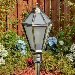 Luminaires Rustiques-hofstein Falfosa Luminaire extérieur, Eclairage de chemin Or, Noir, 1 lumière, Détecteur de mouvement