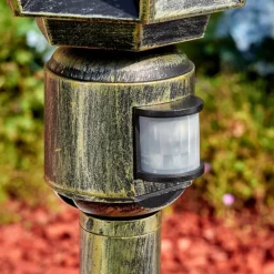 Luminaires Rustiques-hofstein Falfosa Luminaire extérieur, Eclairage de chemin Or, Noir, 1 lumière, Détecteur de mouvement