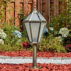 Luminaires Rustiques-hofstein Falfosa Luminaire extérieur, Borne lumineuse, Eclairage de chemin Noir, 1 lumière