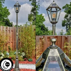 Luminaires Rustiques-hofstein Falfosa Luminaire extérieur, Réverbère, Eclairage de chemin Or, Noir, 1 lumière