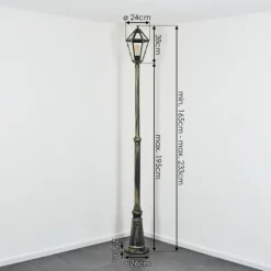 Luminaires Rustiques-hofstein Falfosa Luminaire extérieur, Réverbère, Eclairage de chemin Or, Noir, 1 lumière