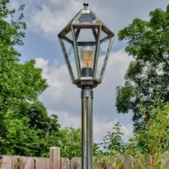 Luminaires Rustiques-hofstein Falfosa Luminaire extérieur, Réverbère, Eclairage de chemin Or, Noir, 1 lumière