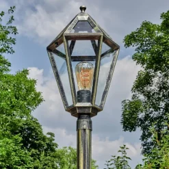 Luminaires Rustiques-hofstein Falfosa Luminaire extérieur, Réverbère, Eclairage de chemin Or, Noir, 1 lumière