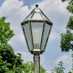 Luminaires Rustiques-hofstein Falfosa Luminaire extérieur, Réverbère, Eclairage de chemin Or, Noir, 1 lumière