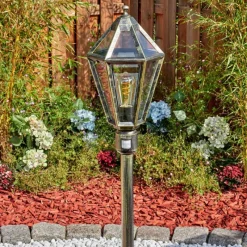 Luminaires Rustiques-hofstein Falfosa Luminaire extérieur, Eclairage de chemin Or, Noir, 1 lumière, Détecteur de mouvement