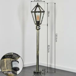 Luminaires Rustiques-hofstein Falfosa Luminaire extérieur, Eclairage de chemin Or, Noir, 1 lumière, Détecteur de mouvement