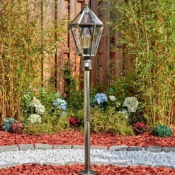 Luminaires Rustiques-hofstein Falfosa Luminaire extérieur, Eclairage de chemin Or, Noir, 1 lumière, Détecteur de mouvement