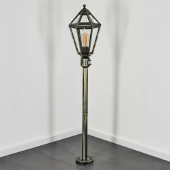 Luminaires Rustiques-hofstein Falfosa Luminaire extérieur, Eclairage de chemin Or, Noir, 1 lumière, Détecteur de mouvement