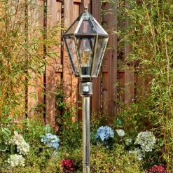 Luminaires Rustiques-hofstein Falfosa Luminaire extérieur, Eclairage de chemin Or, Noir, 1 lumière, Détecteur de mouvement