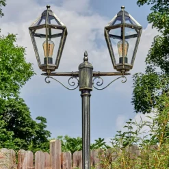 Luminaires Rustiques-hofstein Falfosa Luminaire extérieur, Réverbère, Eclairage de chemin Or, Noir, 2 lumières