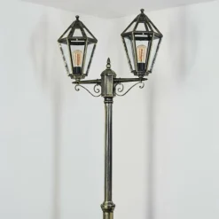 Luminaires Rustiques-hofstein Falfosa Luminaire extérieur, Réverbère, Eclairage de chemin Or, Noir, 2 lumières