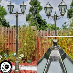 Luminaires Rustiques-hofstein Falfosa Luminaire extérieur, Réverbère, Eclairage de chemin Or, Noir, 2 lumières