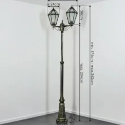 Luminaires Rustiques-hofstein Falfosa Luminaire extérieur, Réverbère, Eclairage de chemin Or, Noir, 2 lumières