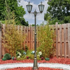 Luminaires Rustiques-hofstein Falfosa Luminaire extérieur, Réverbère, Eclairage de chemin Or, Noir, 2 lumières