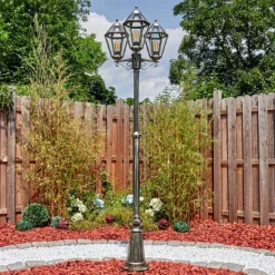 Luminaires Rustiques-hofstein Falfosa Luminaire extérieur, Réverbère, Eclairage de chemin Or, Noir, 3 lumières