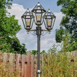 Luminaires Rustiques-hofstein Falfosa Luminaire extérieur, Réverbère, Eclairage de chemin Or, Noir, 3 lumières