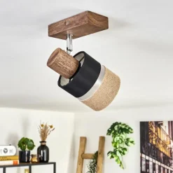 Lampes En Tissu-hofstein Fallhagen Plafonnier Chrome, Brun foncé, 1 lumière