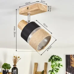 Lampes En Tissu-hofstein Fallhagen Plafonnier Chrome, Écru, 1 lumière